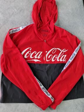 Coca Cola Red & Black Hooded Windbreaker Jacket